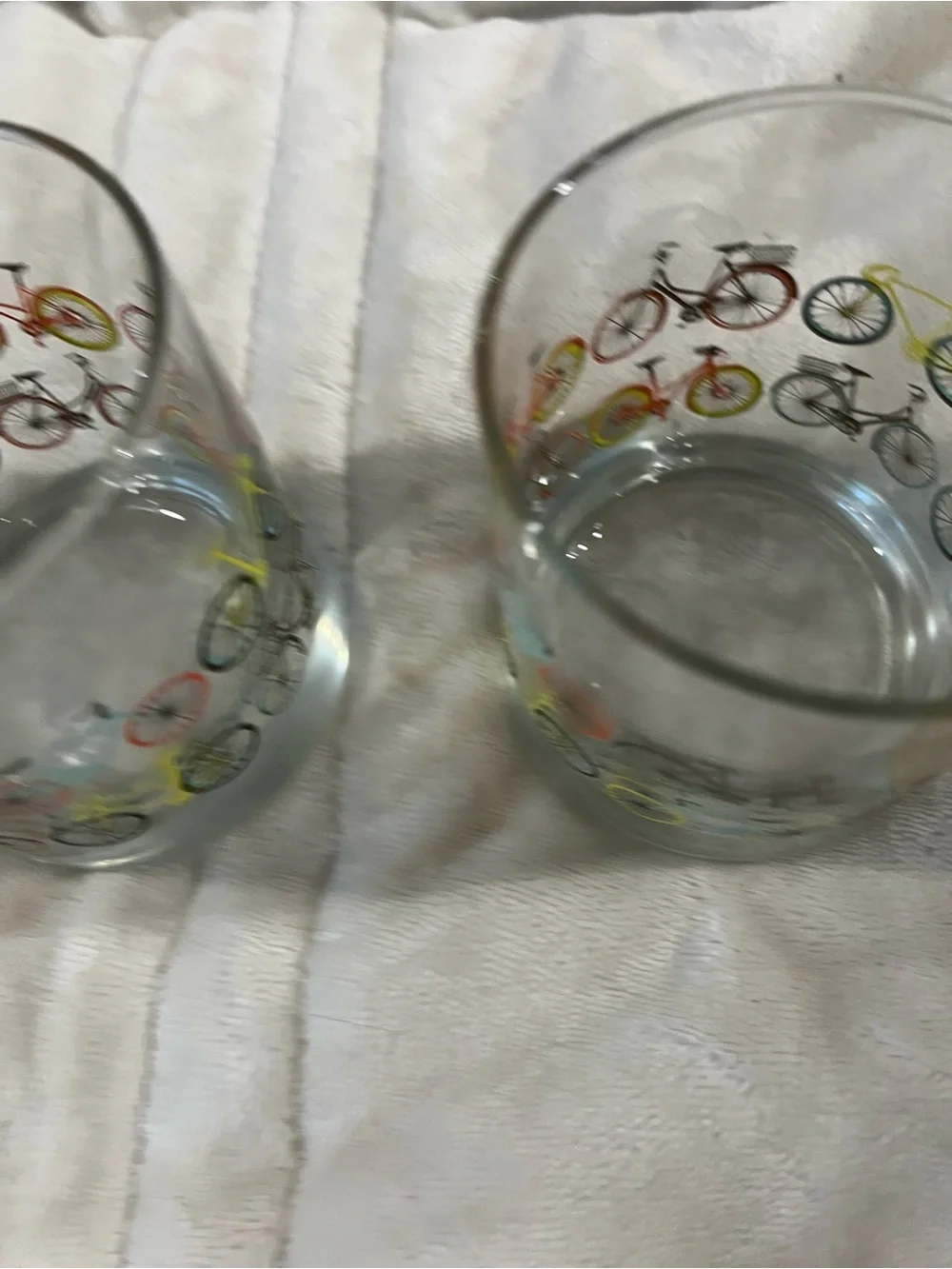Set of 2 Bicycle Print Rocks Glasses Colorful Bike Lowball Whiskey Tumblers